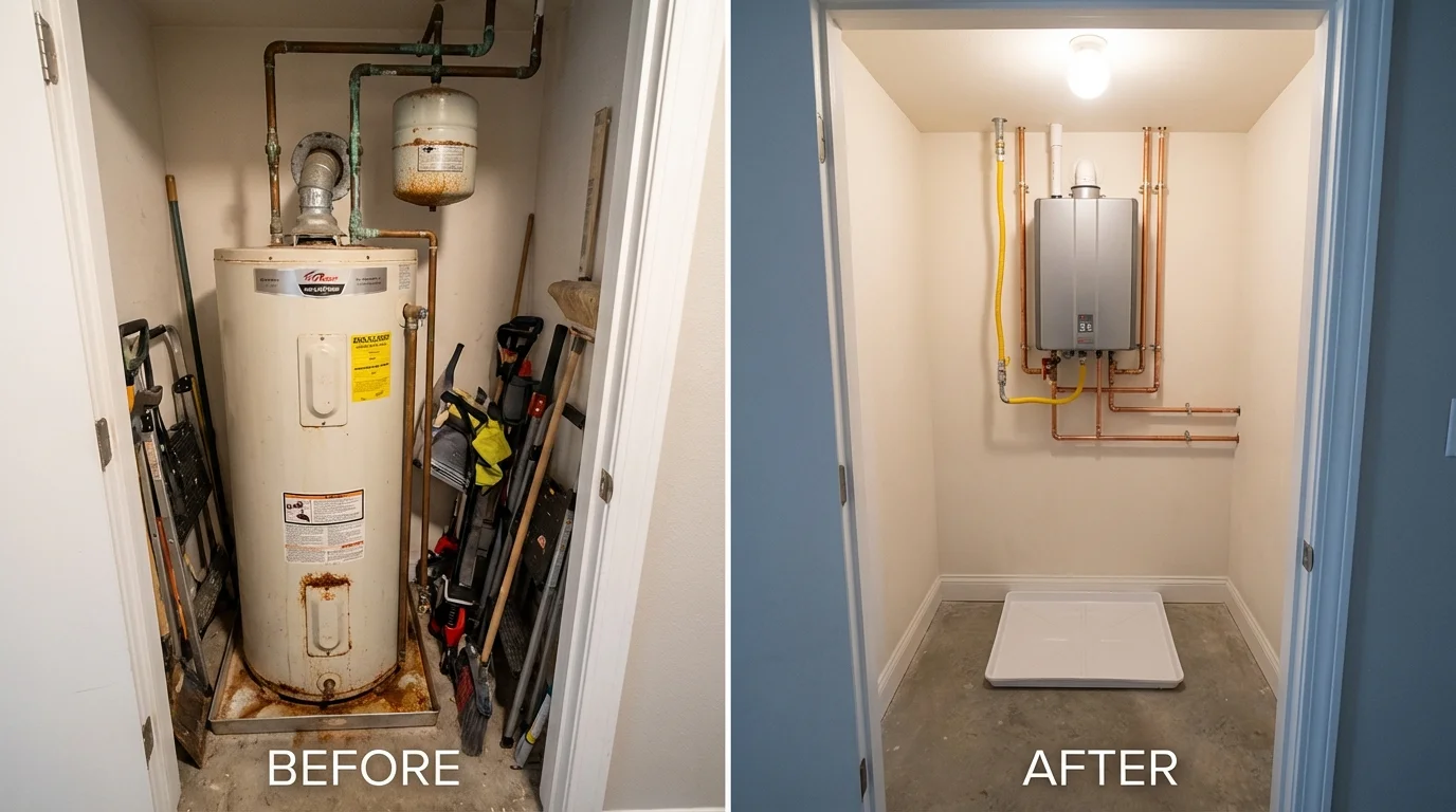 Tank water heater versus wall-mounted tankless unit comparison for Stryker, OH homeowners