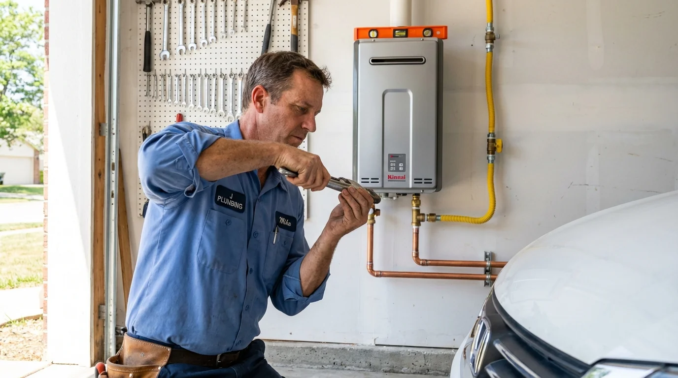 Tankless water heater installation by a Johns Plumbing LLC plumber in Stryker